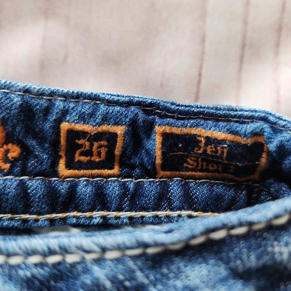 Rock Revival "Jen" Low Rise Stretch Cutoff Short Blue Denim | Women's Size 26 - Picture 4 of 9